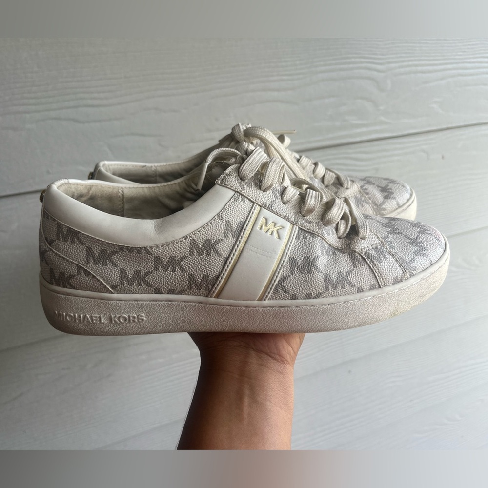 Michael Kors Gray and Cream Logo Sneakers